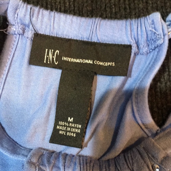 NWT Inc International Concepts Blue Top Shiny Grommets Front Halter Top—M - Picture 10 of 12
